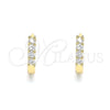 Argolla Huggie 02.210.0604.12 Oro Laminado, con Blanca Zirconia Cubica, Pulido, Tono Dorado