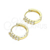 Argolla Huggie 02.210.0604.12 Oro Laminado, con Blanca Zirconia Cubica, Pulido, Tono Dorado