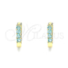 Argolla Huggie 02.210.0604.2.12 Oro Laminado, con Topacio Azul Zirconia Cubica, Pulido, Tono Dorado
