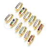 Argolla Huggie 02.210.0604.2.12 Oro Laminado, con Topacio Azul Zirconia Cubica, Pulido, Tono Dorado