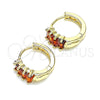 Argolla Huggie 02.210.0607.1.12 Oro Laminado, con Granate Zirconia Cubica, Pulido, Tono Dorado