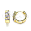 Argolla Huggie 02.210.0609.1.12 Oro Laminado, con Amatista Zirconia Cubica, Pulido, Tono Dorado