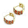Argolla Huggie 02.210.0615.12 Oro Laminado, con Granate Zirconia Cubica, Pulido, Tono Dorado