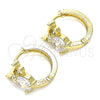Argolla Huggie 02.210.0620.15 Oro Laminado, Diseño de Búho, con Blanca Zirconia Cubica, Pulido, Tono Dorado