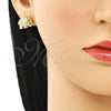 Arete Dormilona 02.156.0582 Oro Laminado, Diseño de Elefante, con Blanca and Rubi Micro Pave, Pulido, Tono Dorado