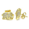Arete Dormilona 02.156.0582 Oro Laminado, Diseño de Elefante, con Blanca and Rubi Micro Pave, Pulido, Tono Dorado