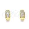 Argolla Huggie 02.195.0130.12 Oro Laminado, con Blanca Micro Pave, Pulido, Tono Dorado