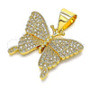 Dije Elegante 05.342.0013 Oro Laminado, Diseño de Mariposa, con Micro Pave Blanca, Pulido, Tono Dorado