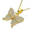 Dije Elegante 05.342.0013 Oro Laminado, Diseño de Mariposa, con Micro Pave Blanca, Pulido, Tono Dorado
