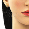 Arete Dormilona 02.342.0114 Oro Laminado, Diseño de Delfín, con Blanca Micro Pave, Pulido, Tono Dorado