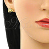Arete Dormilona 02.342.0115 Oro Laminado, Diseño de Elefante, con Blanca and Rubi Micro Pave, Pulido, Tono Dorado