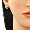 Arete Dormilona 02.342.0125 Oro Laminado, Diseño de Ãrbol, con Blanca Micro Pave, Pulido, Tono Dorado