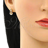 Arete Dormilona 02.342.0127 Oro Laminado, Diseño de Paperclip, con Blanca Micro Pave, Pulido, Tono Dorado