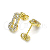 Arete Dormilona 02.342.0127 Oro Laminado, Diseño de Paperclip, con Blanca Micro Pave, Pulido, Tono Dorado