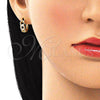 Argolla Huggie 02.195.0146.15 Oro Laminado, Diseño de Cubana, con Blanca Micro Pave, Pulido, Tono Dorado