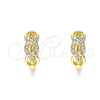 Argolla Huggie 02.195.0146.15 Oro Laminado, Diseño de Cubana, con Blanca Micro Pave, Pulido, Tono Dorado