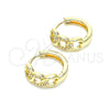 Argolla Huggie 02.195.0146.15 Oro Laminado, Diseño de Cubana, con Blanca Micro Pave, Pulido, Tono Dorado