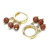 Argolla Huggie 02.63.2724.15 Oro Laminado, con Onix Negro Goldstone Venturina, Pulido, Tono Dorado