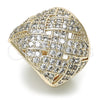 Anillo Multi Piedra 01.346.0013.08 Oro Laminado, con Blanca Micro Pave, Pulido, Tono Dorado (Size 8)