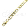 Tobillera Básica 5.222.001.12 Oro Laminado, Diseño de Cubana, Pulido, Tono Dorado (08 MM Thickness, 12 Inches Length)