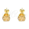 Arete Dormilona 5.128.021.1 Oro Laminado, con Chanpan Oscuro Zirconia Cubica, Pulido, Tono Dorado