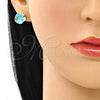 Arete Dormilona 5.128.021.2 Oro Laminado, con Topacio Azul Zirconia Cubica, Pulido, Tono Dorado