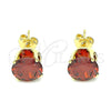 Arete Dormilona 5.128.021.3 Oro Laminado, con Granate Zirconia Cubica, Pulido, Tono Dorado