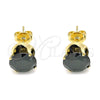 Arete Dormilona 5.128.021.6 Oro Laminado, con Negro Zirconia Cubica, Pulido, Tono Dorado
