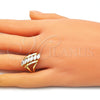 Anillo Multi Piedra 01.283.0024.08 Oro Laminado, con Blanca Zirconia Cubica, Pulido, Tono Dorado (Size 8)
