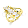 Anillo Multi Piedra 01.283.0024.08 Oro Laminado, con Blanca Zirconia Cubica, Pulido, Tono Dorado (Size 8)