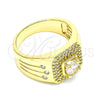 Anillo de Hombre 01.283.0028.11 Oro Laminado, con Blanca Zirconia Cubica, Pulido, Tono Dorado (Size 11)