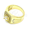 Anillo de Hombre 01.283.0028.11 Oro Laminado, con Blanca Zirconia Cubica, Pulido, Tono Dorado (Size 11)