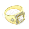 Anillo de Hombre 01.283.0029.12 Oro Laminado, con Blanca Zirconia Cubica, Pulido, Tono Dorado (Size 12)