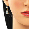 Arete Colgante 02.122.0117.8 Oro Laminado, con Topacio Azul and Blanca Cristal, Pulido, Tono Dorado