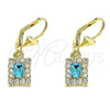 Arete Colgante 02.122.0117.8 Oro Laminado, con Topacio Azul and Blanca Cristal, Pulido, Tono Dorado