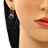 Arete Gancho Frances 5.128.063.1 Oro Laminado, con Negro Zirconia Cubica, Pulido, Tono Dorado