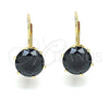 Arete Gancho Frances 5.128.063.1 Oro Laminado, con Negro Zirconia Cubica, Pulido, Tono Dorado