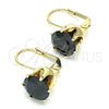 Arete Gancho Frances 5.128.063.1 Oro Laminado, con Negro Zirconia Cubica, Pulido, Tono Dorado