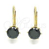 Arete Gancho Frances 5.128.075.1 Oro Laminado, con Negro Zirconia Cubica, Pulido, Tono Dorado