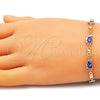 Pulsera Elegante 03.213.0141.1.08 Oro Laminado, Diseño de Elefante y Ojo Griego, Esmaltado Azul, Tono Dorado (06 MM Thickness, 8 Inches Length)