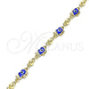 Pulsera Elegante 03.213.0141.1.08 Oro Laminado, Diseño de Elefante y Ojo Griego, Esmaltado Azul, Tono Dorado (06 MM Thickness, 8 Inches Length)