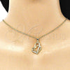 Dije Elegante 05.102.0032 Oro Laminado, Diseño de Mama y Corazón, con Blanca Micro Pave, Pulido, Tono Dorado