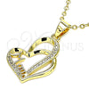Dije Elegante 05.102.0032 Oro Laminado, Diseño de Mama y Corazón, con Blanca Micro Pave, Pulido, Tono Dorado