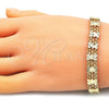 Pulsera Elegante 03.168.0037.08 Oro Laminado, Diseño de Arco, Pulido, Tono Dorado (09 MM Thickness, 8 Inches Length)