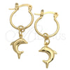 Argolla Pequeña 02.58.0039.12 Oro Laminado, Diseño de Delfín, Pulido, Tono Dorado