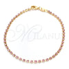 Pulsera Tennis 03.58.0065.3.07 Oro Laminado, con Rosado Zirconia Cubica, Pulido, Tono Dorado (02 MM Thickness, 7 Inches Length)