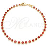Pulsera Tennis 03.58.0065.4.07 Oro Laminado, con Granate Zirconia Cubica, Pulido, Tono Dorado (02 MM Thickness, 7 Inches Length)