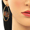 Argolla Grande 02.380.0092.50 Oro Laminado, Diseño de Mariposa, Diamantado, Tres Tonos