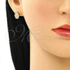 Arete Dormilona 02.344.0111 Oro Laminado, Diseño de Mano de Dios, con Blanca Micro Pave, Pulido, Tono Dorado