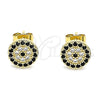 Arete Dormilona 02.344.0114 Oro Laminado, con Negro and Blanca Micro Pave, Pulido, Tono Dorado